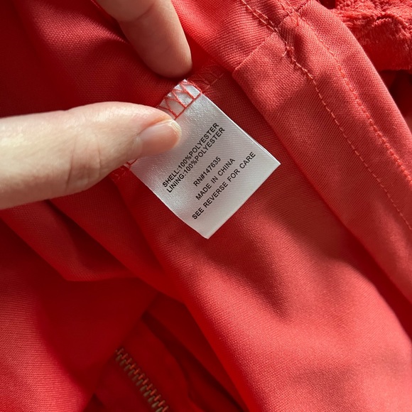 Crochet floral embroidered strapless flare dress Romeo+Juliet XS coral red - Picture 6 of 10